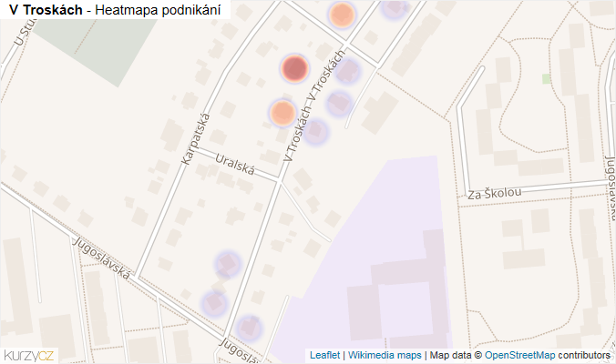 Mapa V Troskách - Firmy v ulici.