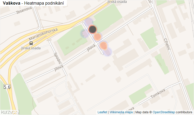 Mapa Vaškova - Firmy v ulici.