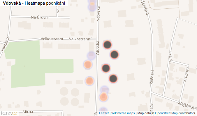 Mapa Vdovská - Firmy v ulici.