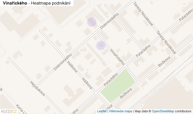 Mapa Vinařického - Firmy v ulici.