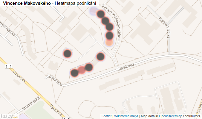 Mapa Vincence Makovského - Firmy v ulici.