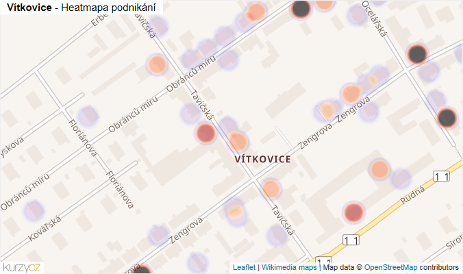 Mapa Vítkovice - Firmy v městské části.