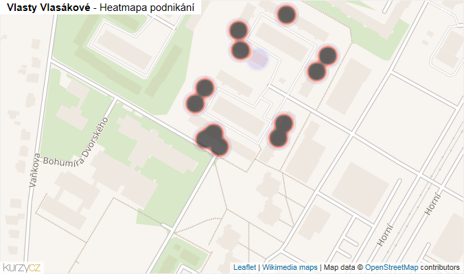 Mapa Vlasty Vlasákové - Firmy v ulici.
