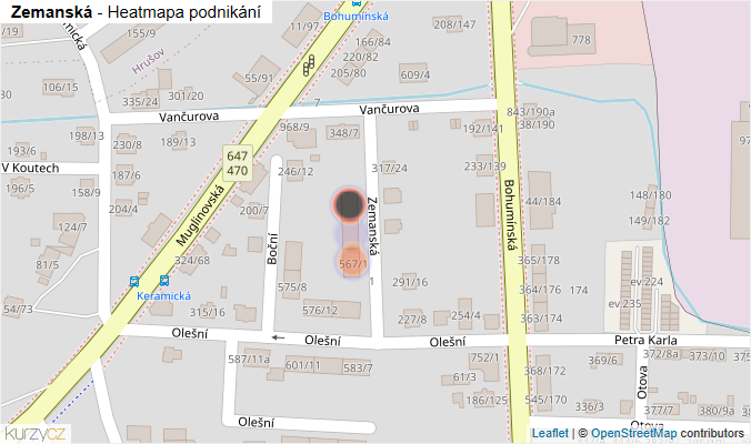 Mapa Zemanská - Firmy v ulici.
