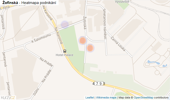 Mapa Žofinská - Firmy v ulici.