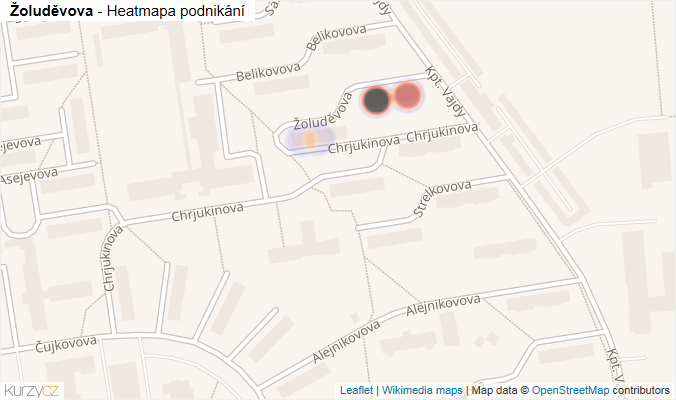 Mapa Žoluděvova - Firmy v ulici.
