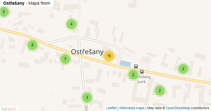 Mapa Ostřešany - Firmy v obci.