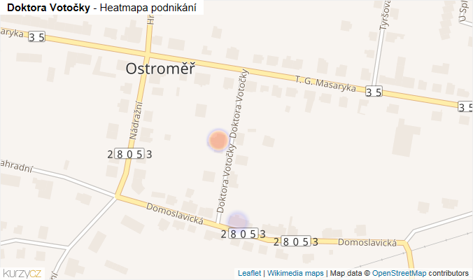 Mapa Doktora Votočky - Firmy v ulici.