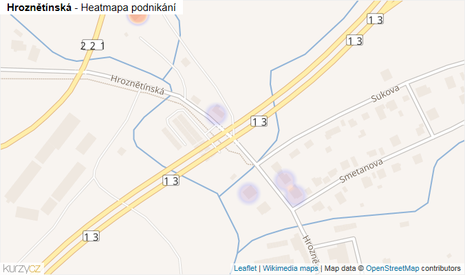 Mapa Hroznětínská - Firmy v ulici.