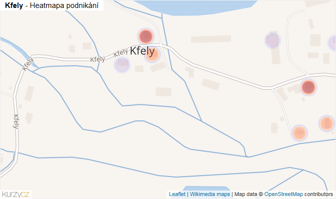 Mapa Kfely - Firmy v části obce.
