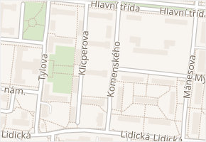 Komenského v obci Ostrov - mapa ulice