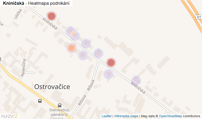 Mapa Kníničská - Firmy v ulici.