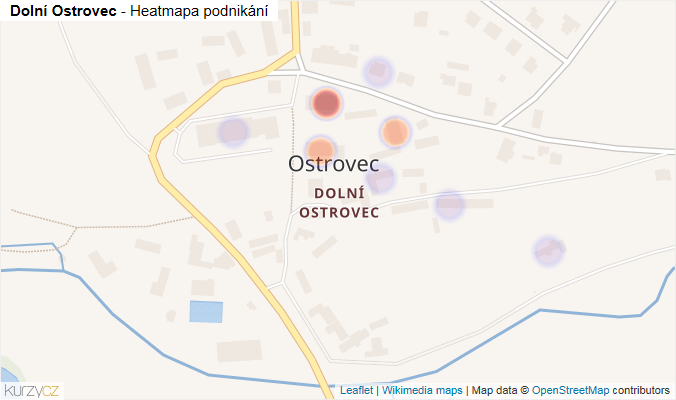Mapa Dolní Ostrovec - Firmy v části obce.
