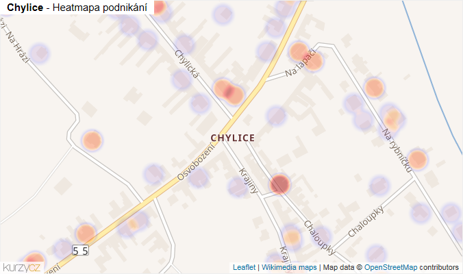 Mapa Chylice - Firmy v části obce.