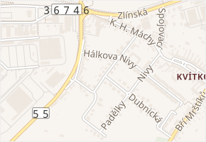 Hálkova v obci Otrokovice - mapa ulice