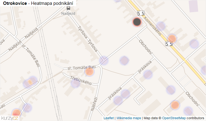 Mapa Otrokovice - Firmy v části obce.
