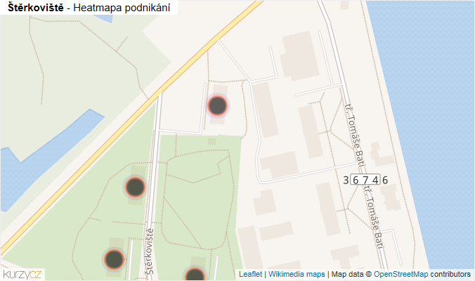 Mapa Štěrkoviště - Firmy v ulici.