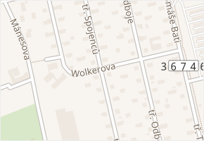 Wolkerova v obci Otrokovice - mapa ulice