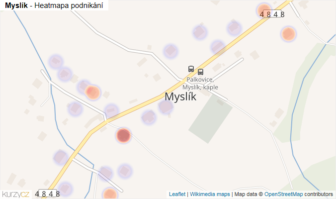 Mapa Myslík - Firmy v části obce.
