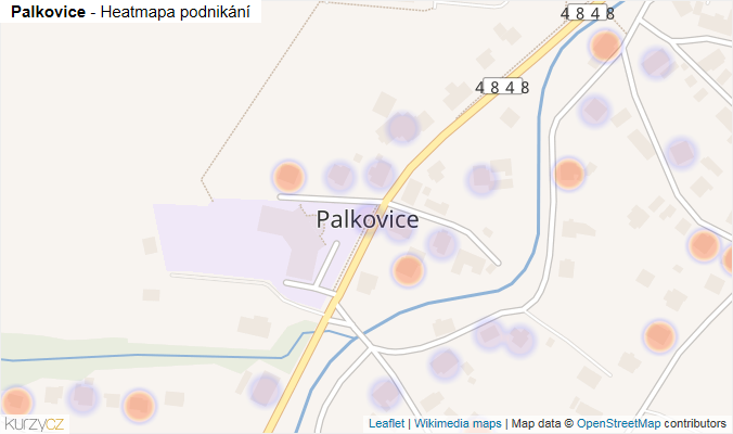 Mapa Palkovice - Firmy v části obce.