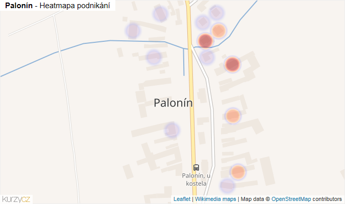 Mapa Palonín - Firmy v části obce.