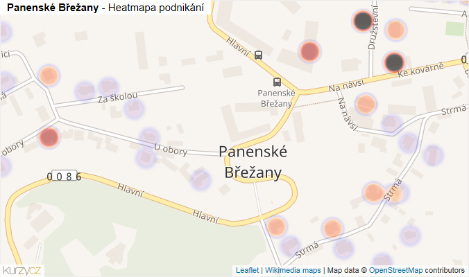 Mapa Panenské Břežany - Firmy v části obce.
