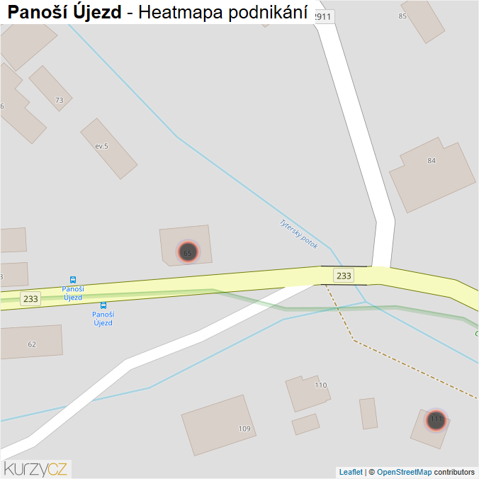 Mapa Panoší Újezd - Firmy v obci.