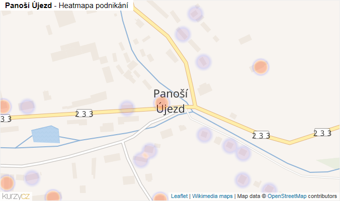 Mapa Panoší Újezd - Firmy v části obce.