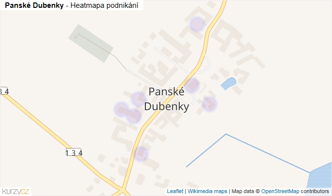 Mapa Panské Dubenky - Firmy v části obce.