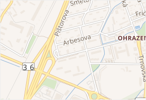 Arbesova v obci Pardubice - mapa ulice