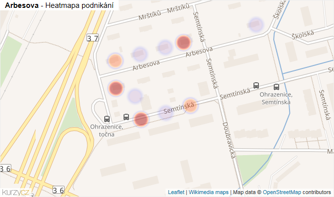 Mapa Arbesova - Firmy v ulici.