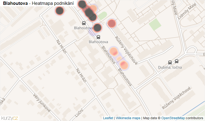 Mapa Blahoutova - Firmy v ulici.