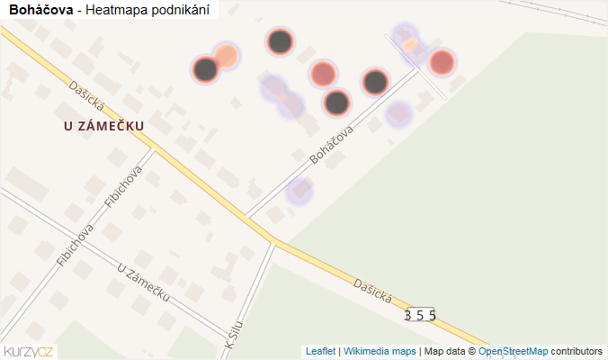 Mapa Boháčova - Firmy v ulici.