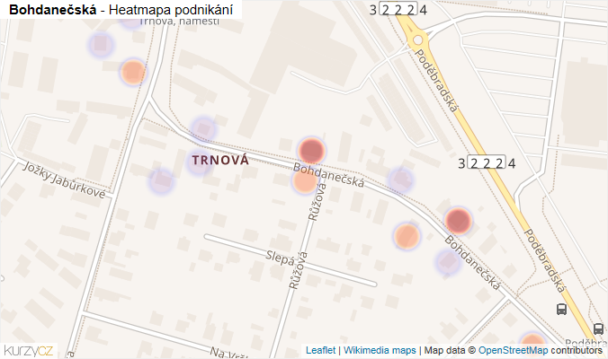 Mapa Bohdanečská - Firmy v ulici.