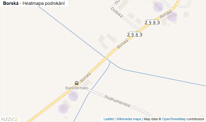 Mapa Borská - Firmy v ulici.
