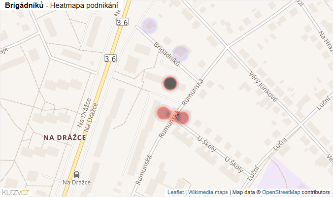Mapa Brigádníků - Firmy v ulici.