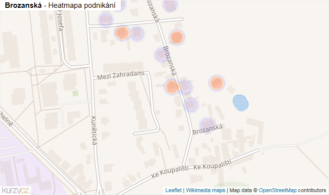 Mapa Brozanská - Firmy v ulici.