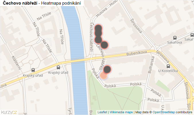 Mapa Čechovo nábřeží - Firmy v ulici.