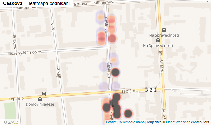 Mapa Češkova - Firmy v ulici.