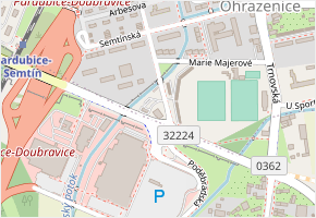Doubravická v obci Pardubice - mapa ulice