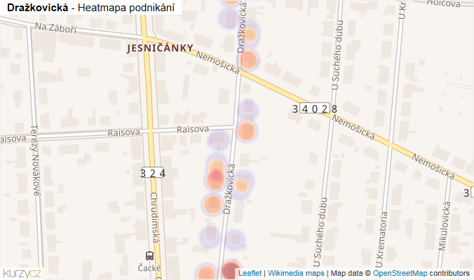 Mapa Dražkovická - Firmy v ulici.