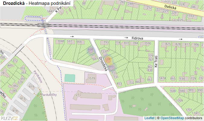 Mapa Drozdická - Firmy v ulici.