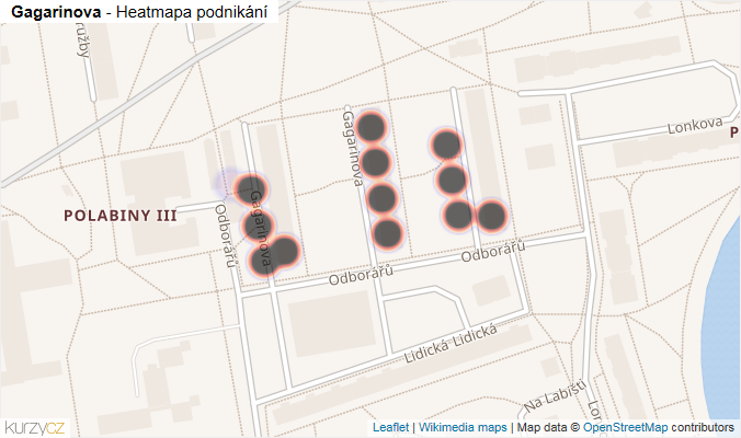 Mapa Gagarinova - Firmy v ulici.