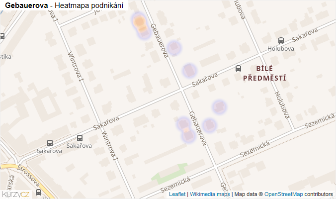 Mapa Gebauerova - Firmy v ulici.