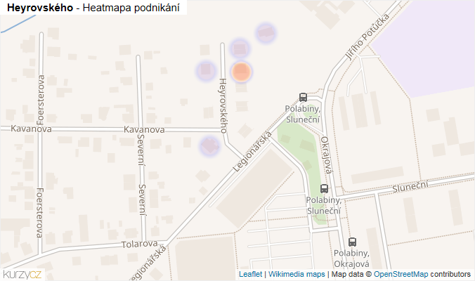 Mapa Heyrovského - Firmy v ulici.