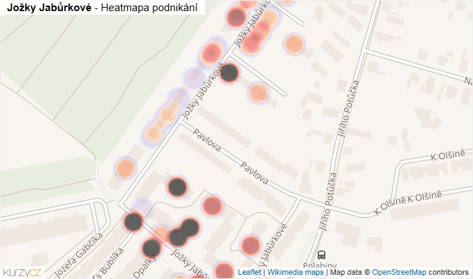 Mapa Jožky Jabůrkové - Firmy v ulici.