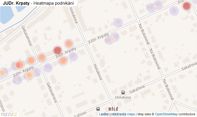 Mapa JUDr. Krpaty - Firmy v ulici.