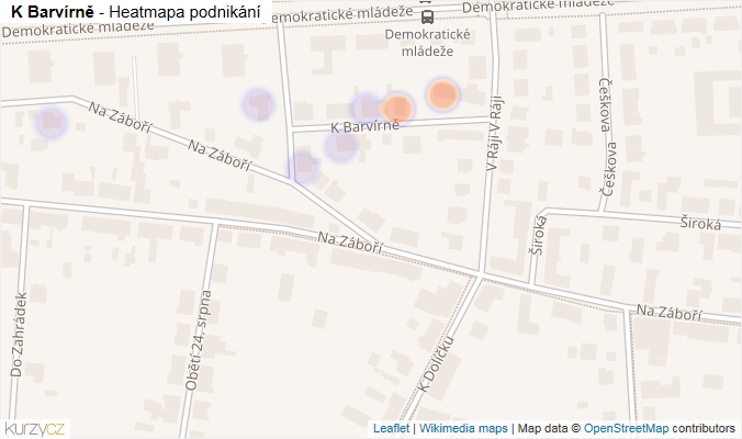 Mapa K Barvírně - Firmy v ulici.