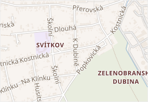 K Dubině v obci Pardubice - mapa ulice