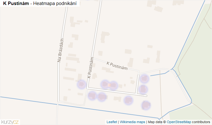 Mapa K Pustinám - Firmy v ulici.